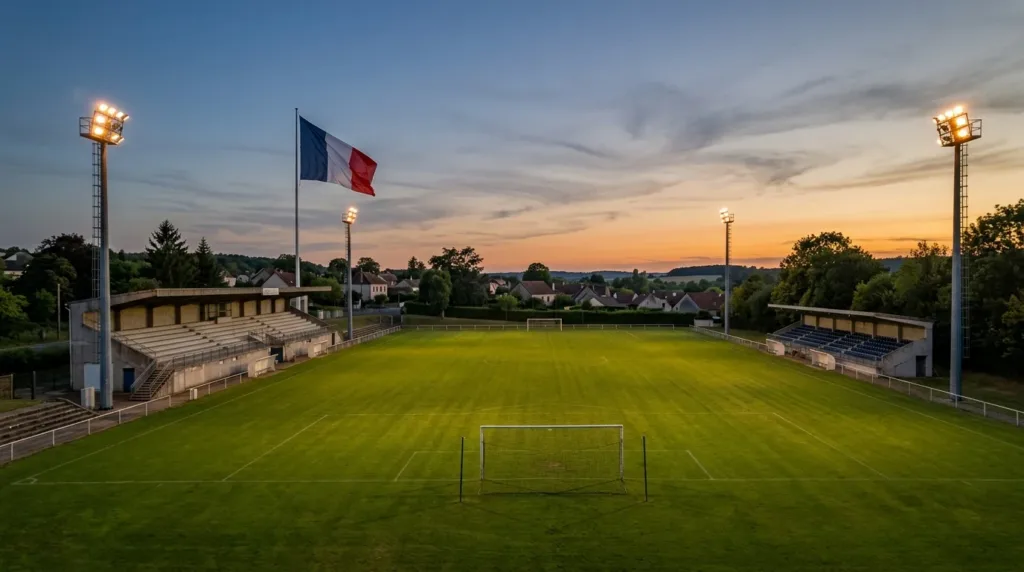 Macron au stade de Plaisir avec le Variétés Club de France pour les Pièces Jaunes