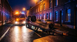 Mazingarbe : une conductrice de 68 ans piégée dans sa voiture retournée rue du Touquet
