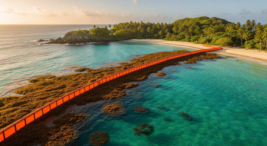 Sargasses en Guadeloupe : 3 184 tonnes collectées depuis janvier, les barrages se multiplient