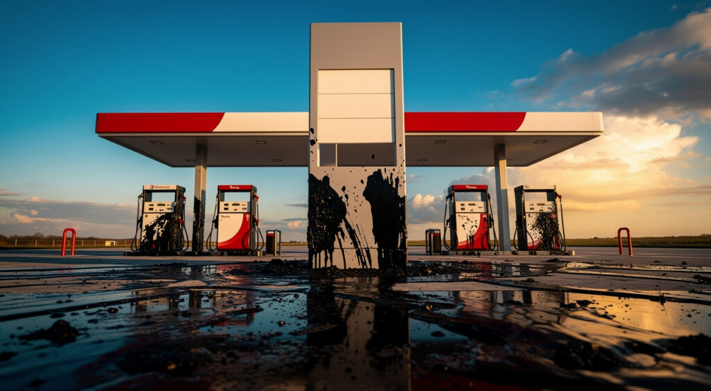 À Albi, Extinction Rebellion asperge une station Total de faux pétrole