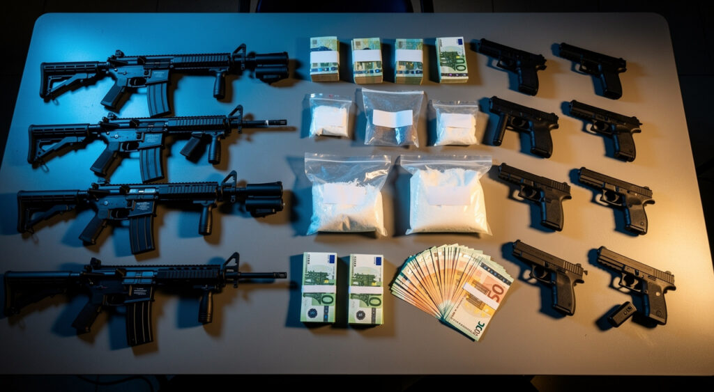 Ajaccio : 12 armes et 170 g de cocaïne saisis, cinq interpellés dans un trafic mixte