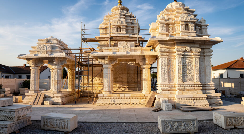 Bussy-Saint-Georges : le préfet Pierre Ory visite le chantier du premier temple hindou traditionnel de France