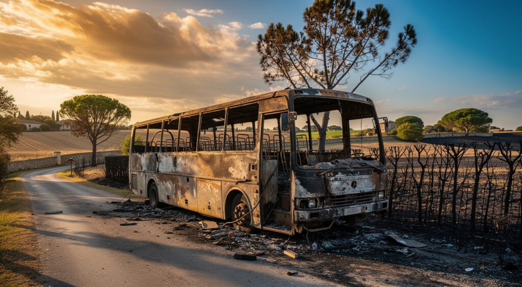 Dieupentale : un bus ravagé par les flammes après un barbecue mal maîtrisé, deux femmes hospitalisées