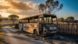 Dieupentale : un bus ravagé par les flammes après un barbecue mal maîtrisé, deux femmes hospitalisées