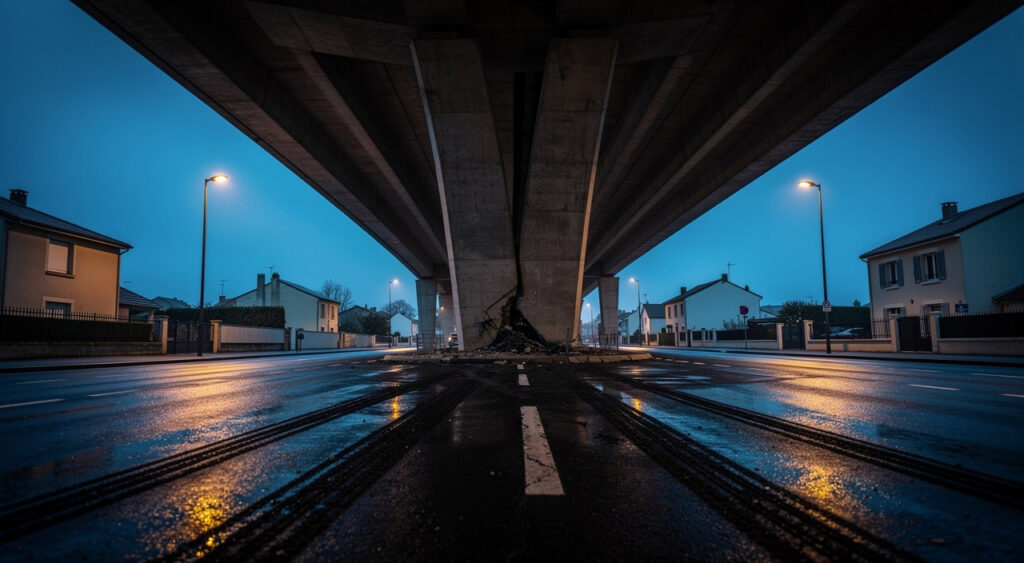 Échirolles : une Ferrari finit encastrée à la verticale contre un pilier de pont