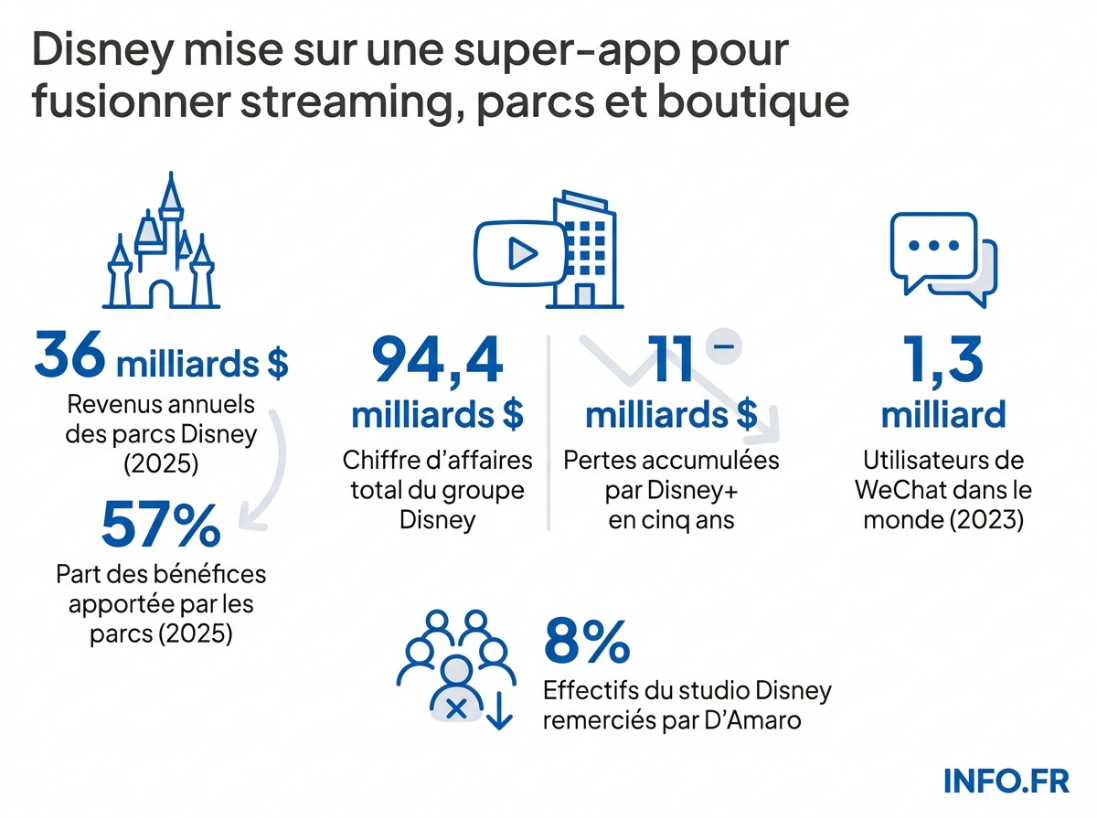 Les chiffres clés du projet de super-app Disney sous la direction de Josh D'Amaro.
