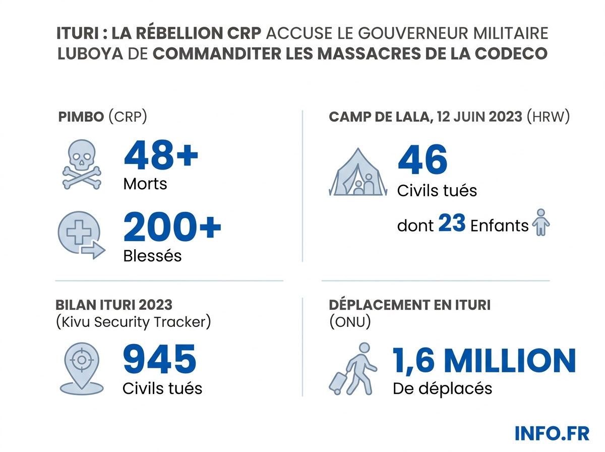 Bilan humain et juridique des violences en Ituri (RDC) sous état de siège, attribuées principalement à la milice CODECO.