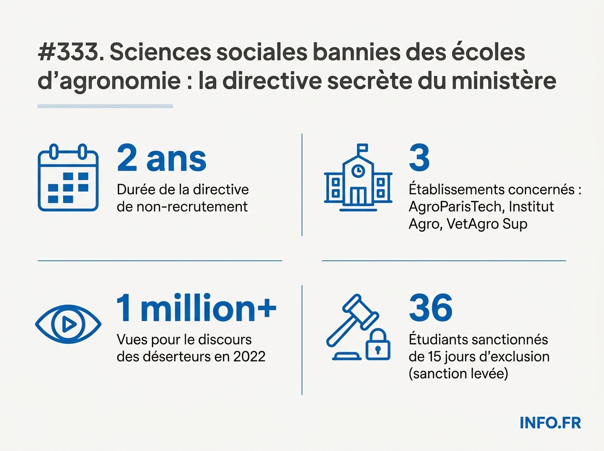 Données chiffrées sur la consigne ministérielle visant les sciences sociales dans les écoles d'agronomie publiques.