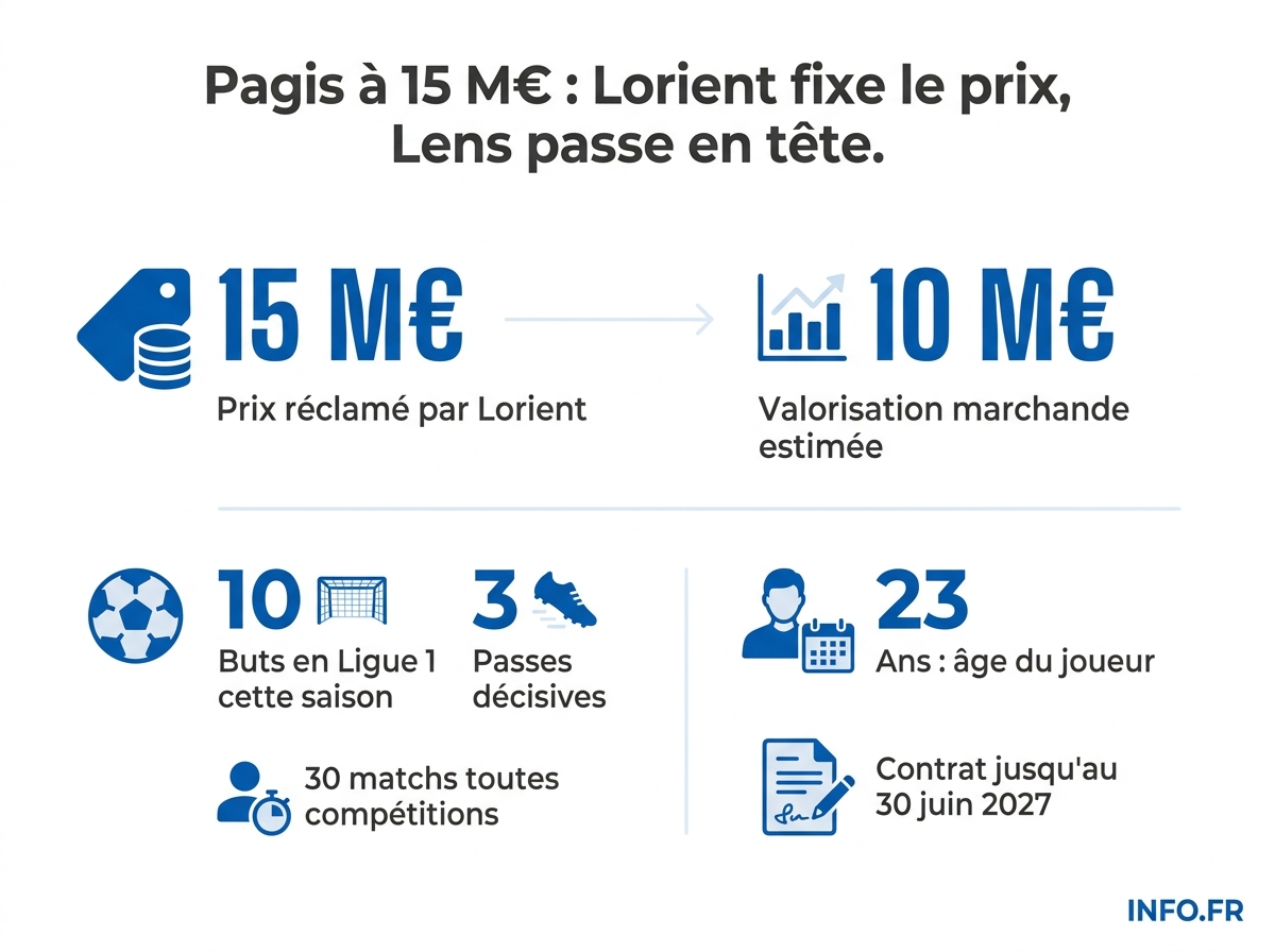 Les chiffres clés du dossier Pablo Pagis: trois lectures du prix, statistiques de la saison 2025-2026 et durée de contrat.
