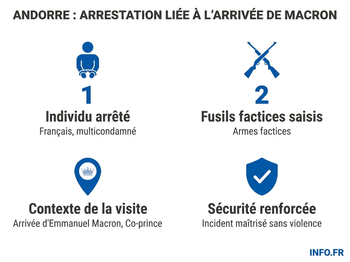 Chronologie de l'interpellation au Pas de la Casa et calendrier de la visite officielle de Macron en Andorre.