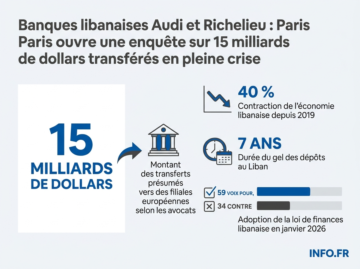 Les chiffres clés de l'enquête française sur les transferts de capitaux des banques libanaises Bank Audi et Richelieu pendant la crise de 2019.