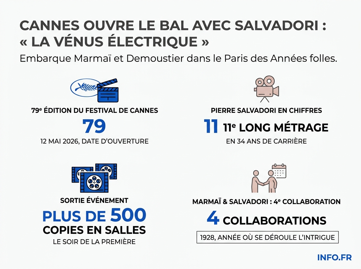 Les chiffres clés de l'ouverture du 79e Festival de Cannes avec La Vénus électrique de Pierre Salvadori.