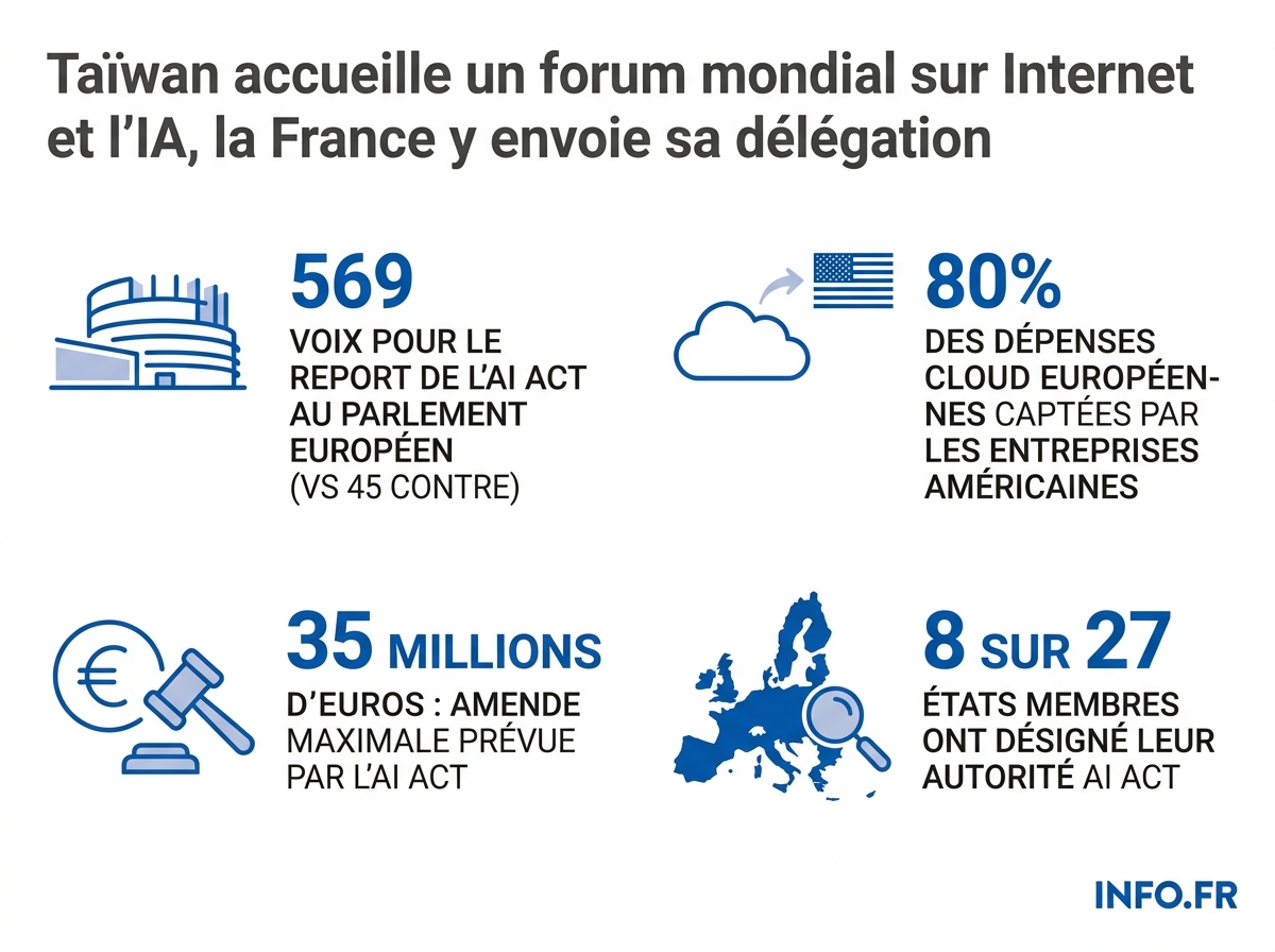 Chiffres clés du forum mondial de Taïwan sur la gouvernance d'Internet et de l'IA, et des dépendances numériques européennes en 2026.