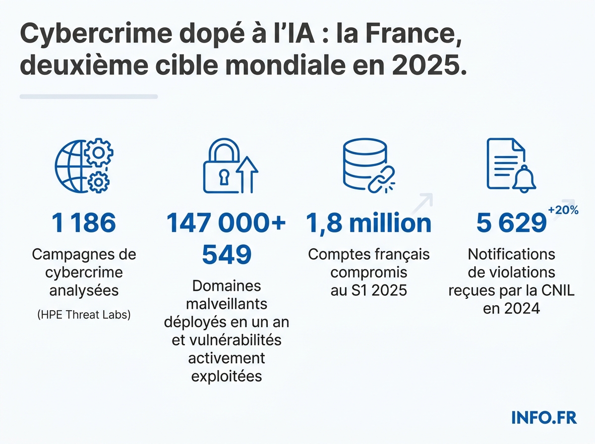 Chiffres clés du rapport HPE Threat Labs In the Wild 2026 et de l'exposition française aux cyberattaques.