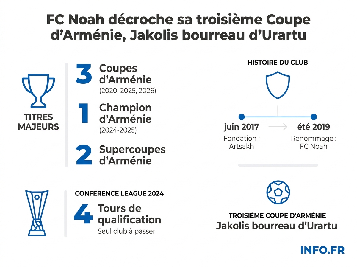 Chronologie et palmarès du FC Noah depuis sa fondation en 2017 jusqu'à la finale de Coupe d'Arménie en cours.