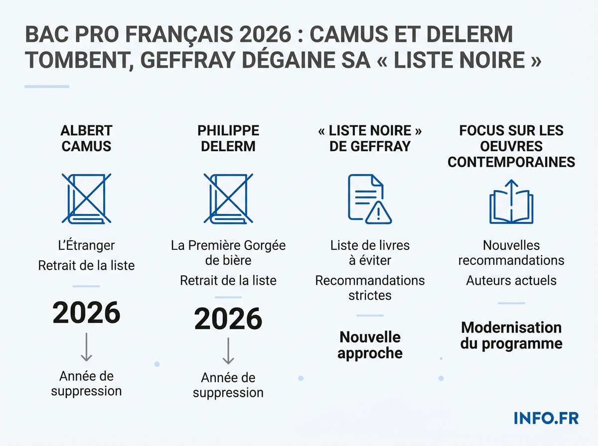 Chiffres clés du bac pro 2026 et du projet de liste noire annoncé par Édouard Geffray le 27 mai 2026.