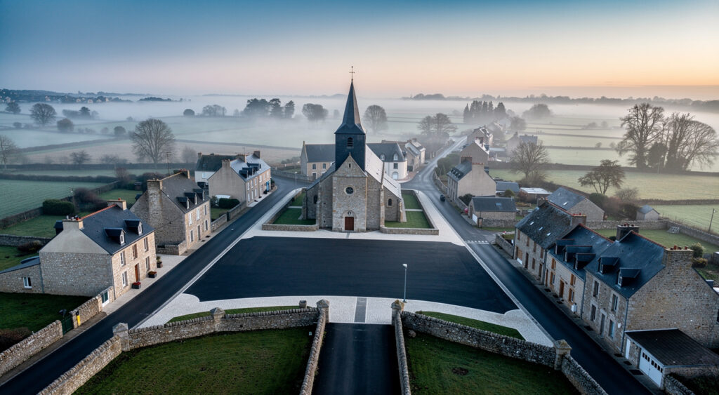 Gourlizon : le sous-préfet Récio inspecte le réaménagement de la place de l&rsquo;Église
