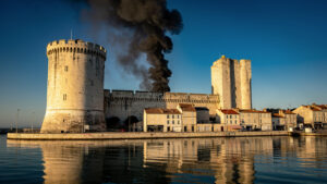 La Rochelle : un van GPL prend feu avenue Edmond-Grasset, fumée visible jusqu'au Vieux-Port