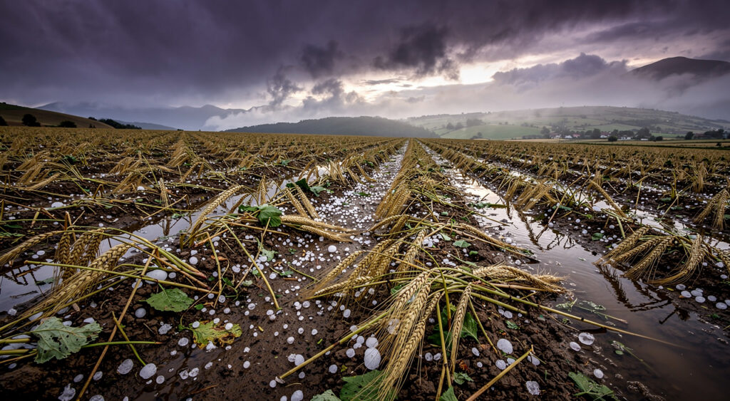 Orages en Ariège : grêlons de 3 cm ravagent les champs agricoles de Pamiers