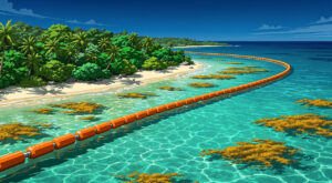 Sargasses en Guadeloupe : le préfet supervise les barrages flottants à Basse-Terre