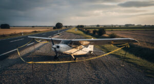 Thélus : un ULM contraint à un atterrissage d&rsquo;urgence sur la D49, pilote indemne