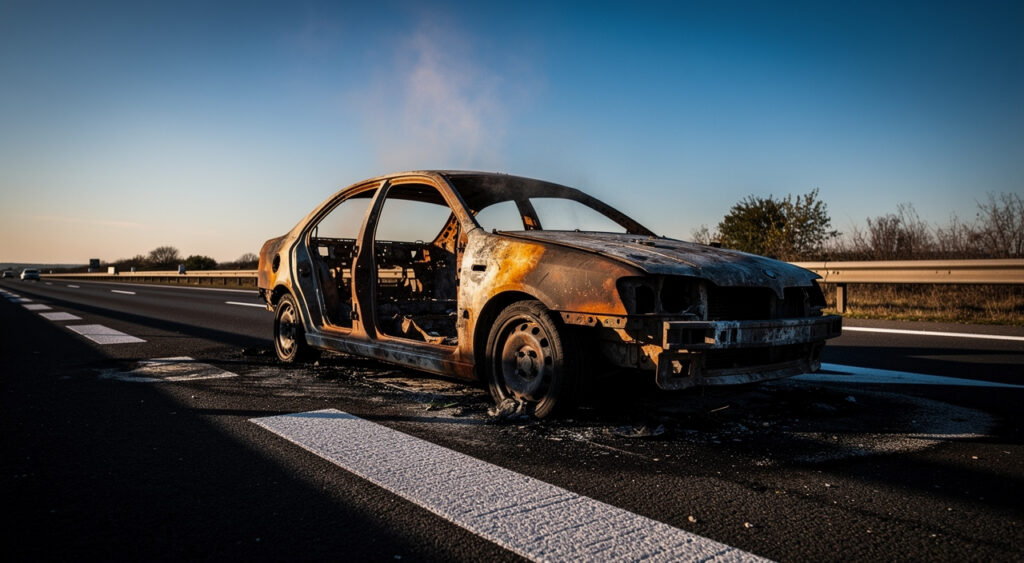Yvelines : une voiture prend feu sur l&rsquo;A12 à Bailly, le conducteur s&rsquo;en sort indemne