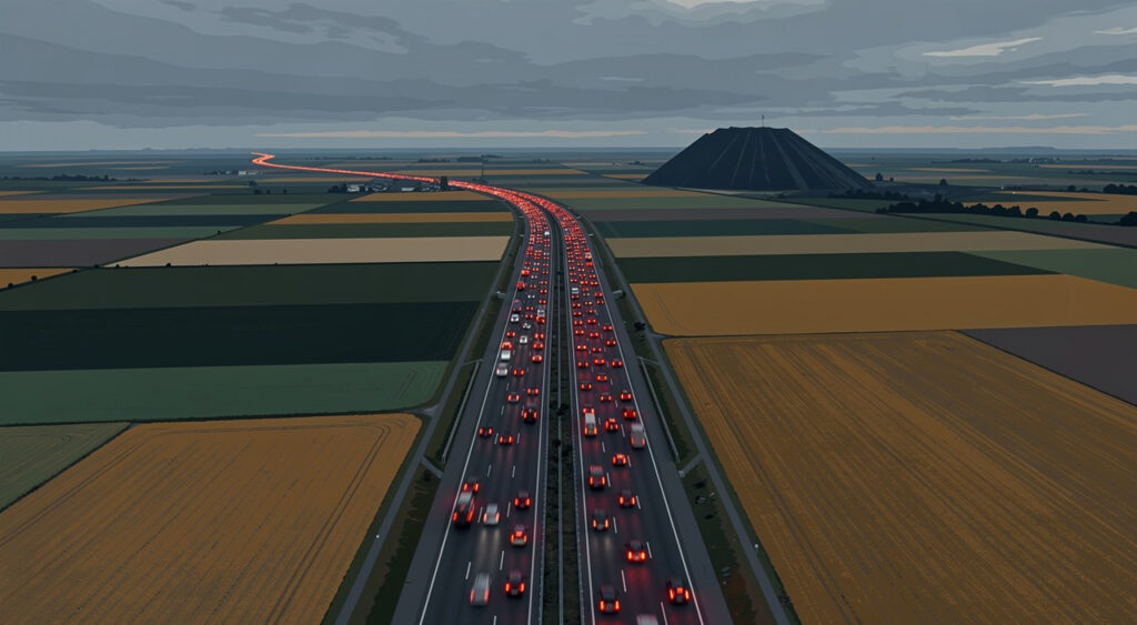 A21 à Loos-en-Gohelle : un camion traverse le terre-plein, 5 km de bouchons