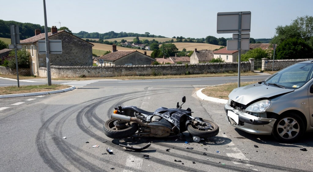 Accident de moto à Cherveux : un motard grièvement blessé au genou, une enquête ouverte