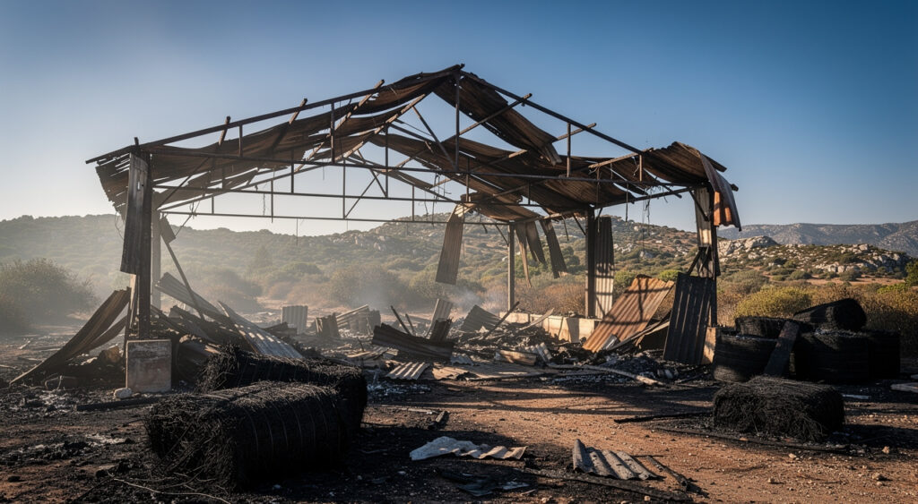 Aghione : un hangar agricole de 100 m² en feu, 17 pompiers mobilisés