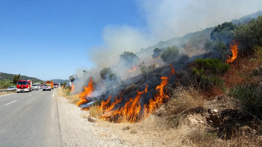 Aix-en-Provence : feu de broussailles maîtrisé sur 1 hectare en bordure de l'A8, circulation perturbée
