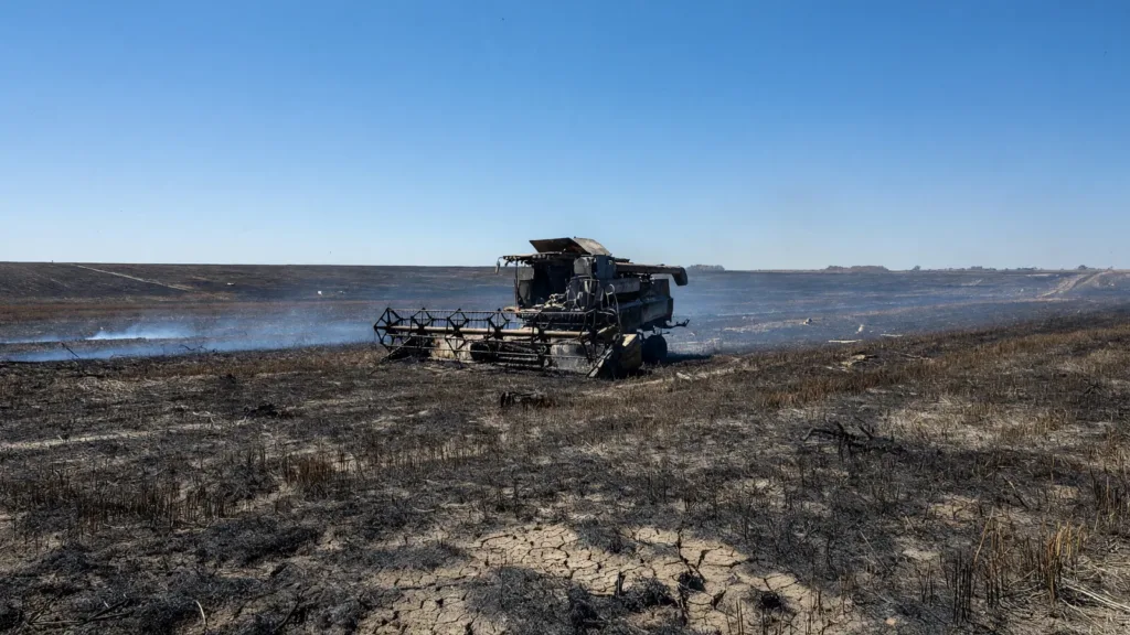 Allier : un incendie détruit une moissonneuse et 2 hectares de récoltes à Biozat