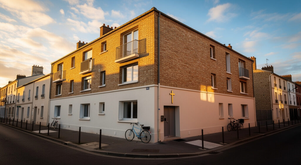 Angers : bureaux du curé et chapelle intégrés dans une résidence HLM rue de Locarno
