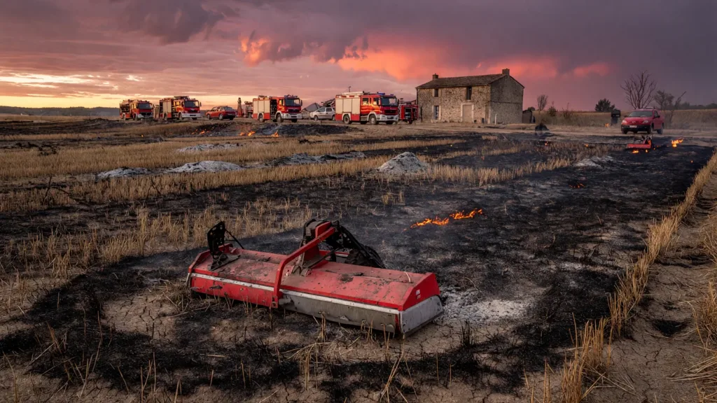 Belpech : un feu de culture détruit 20 hectares, quatre habitations épargnées
