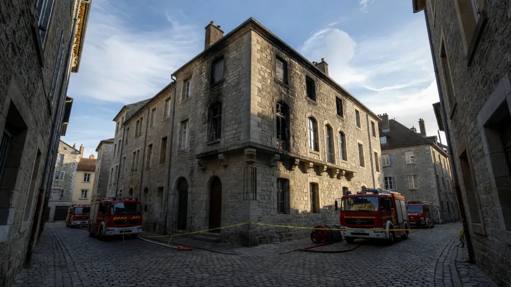 Besançon : un homme tué et deux pompiers blessés dans l'incendie d'un immeuble rue du Petit-Battant