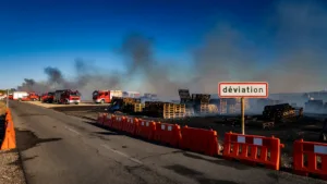 Bollène : incendie de palettes maîtrisé dans la zone du Tardier, aucun bâtiment touché
