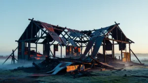 Caumont-sur-Aure : un hangar agricole ravagé par un incendie, six centres de secours mobilisés