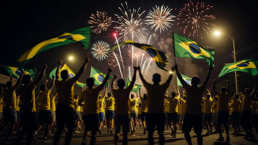Cayenne : les supporters brésiliens célèbrent la victoire 3-0 face à Haïti