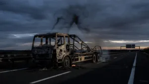 Charnay-lès-Mâcon : un camion frigorifique entièrement détruit par un incendie sur l&rsquo;A6