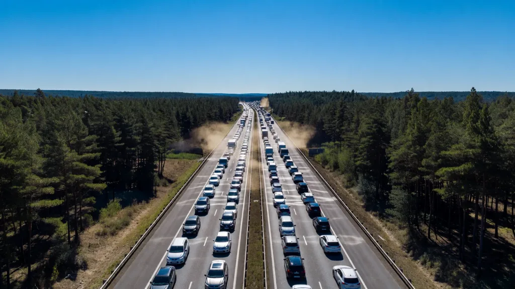 Collision sur l'A63 : circulation coupée et bouchon de 2 km sous 40°C ce dimanche dans les Landes