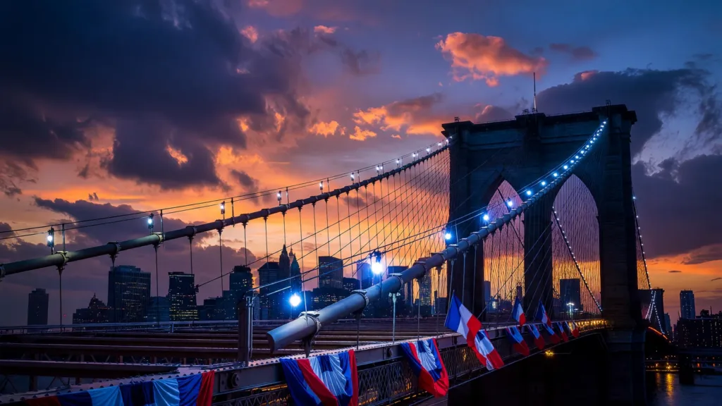 Coupe du monde 2026 : les supporters français mettent le pont de Brooklyn aux couleurs du bleu avant France - Suède