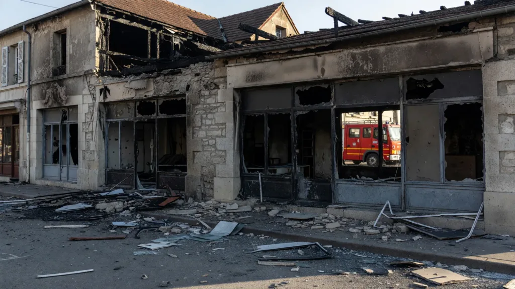 Dampierre-les-Bois : violent incendie au-dessus d'une pharmacie, la circulation coupée