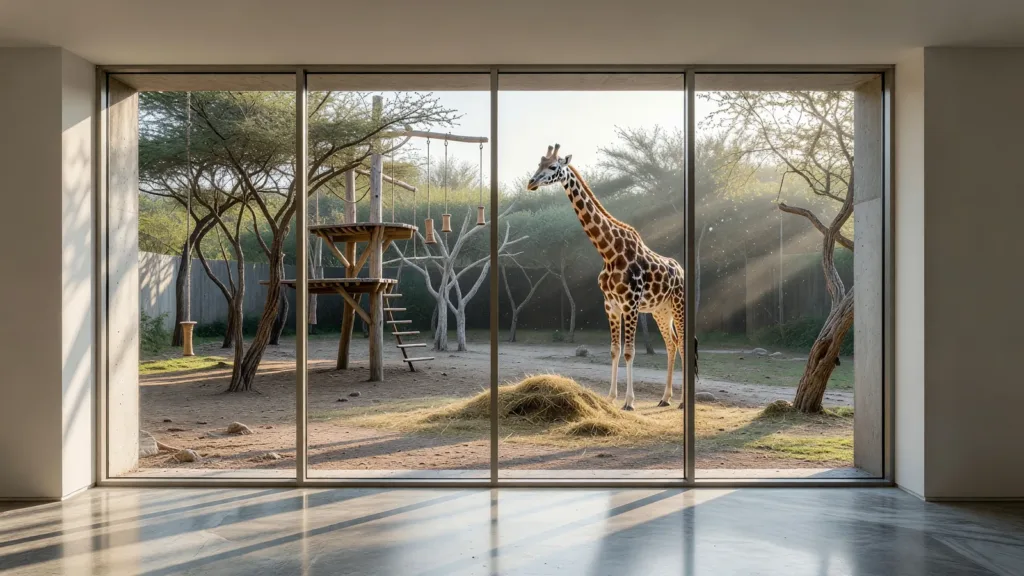 Deux jeunes girafes de Rothschild font leurs premiers pas au zoo de Saint-Martin-la-Plaine