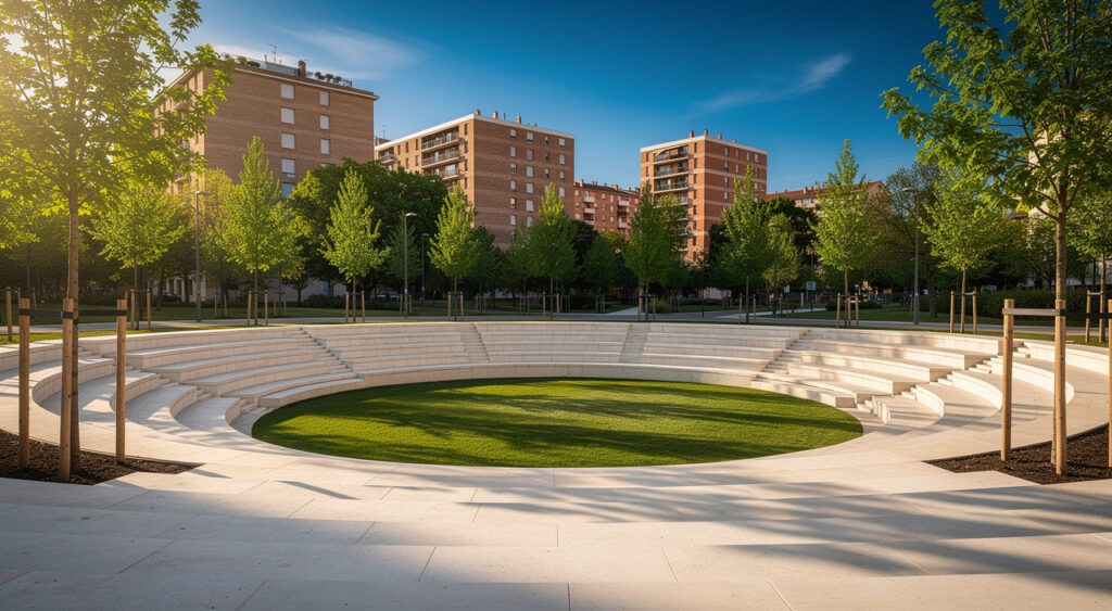 Empalot : la place André Daste inaugurée avec son nouveau théâtre de verdure