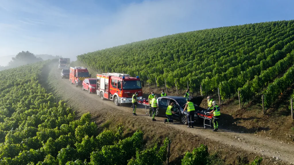 Épernay : exercice de désincarcération du SDIS51 dans le vignoble pour la sécurité des vendangeurs