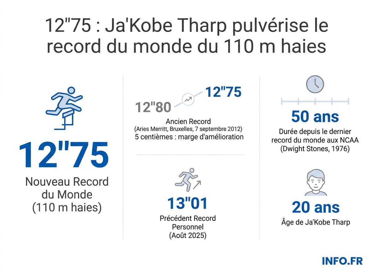 Comparatif des chronos et records du 110 m haies entre Ja'Kobe Tharp et Aries Merritt.