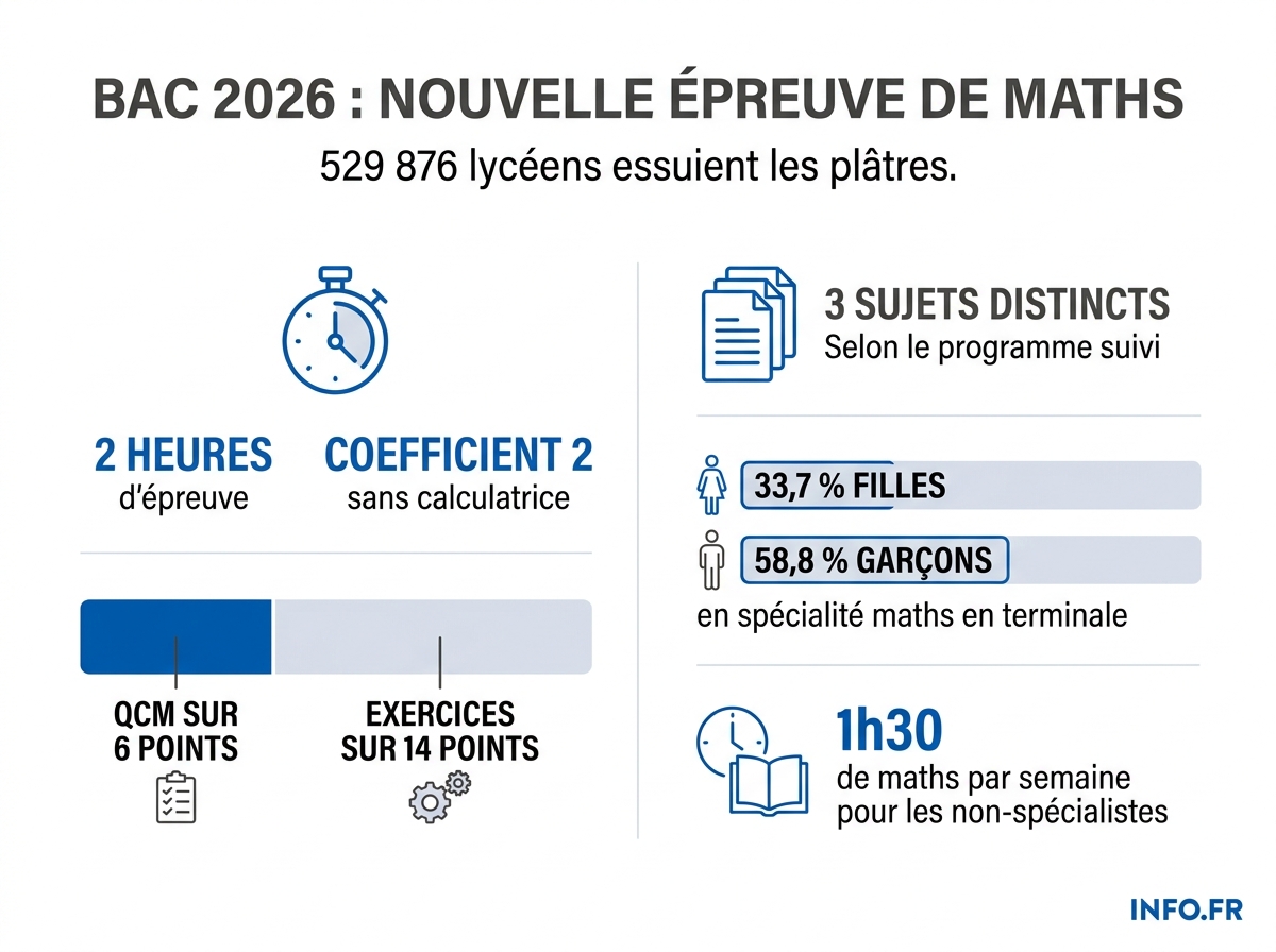 Les chiffres-clés de la première épreuve anticipée de mathématiques du baccalauréat 2026, passée le 12 juin par 529 876 lycéens de première.