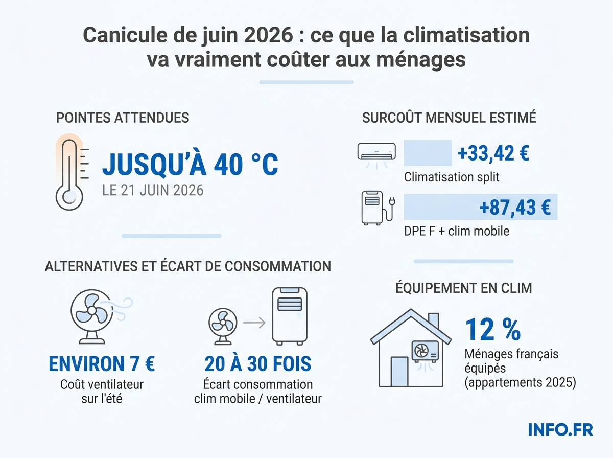 Comparatif chiffré du coût des équipements de rafraîchissement face à la canicule de juin 2026 en France.