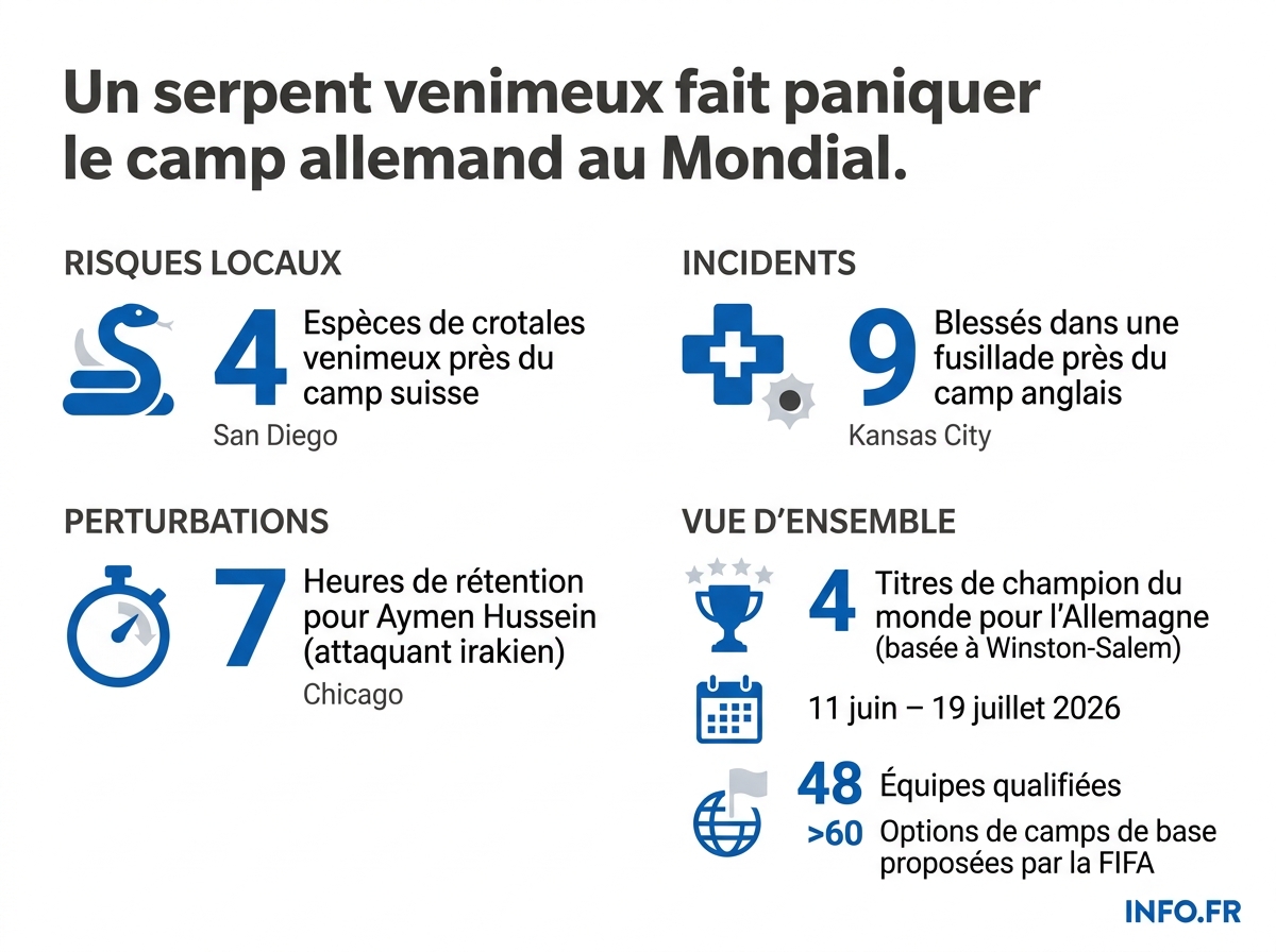 Les menaces animales et sécuritaires recensées autour des camps de base de la Coupe du monde 2026.