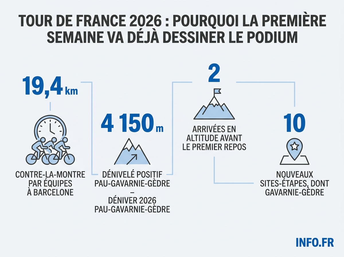 Chiffres clés de la première semaine du Tour de France 2026.
