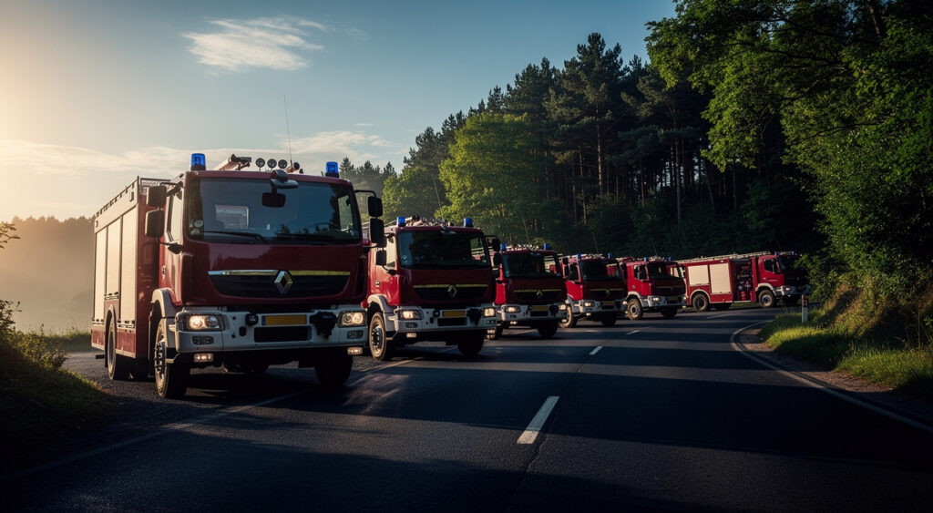 Forges de Lanouée : 450 pompiers en exercice feux de forêt mercredi, routes fermées